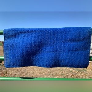 Royal blue Mayatex wool saddle blanket. 33”x36”